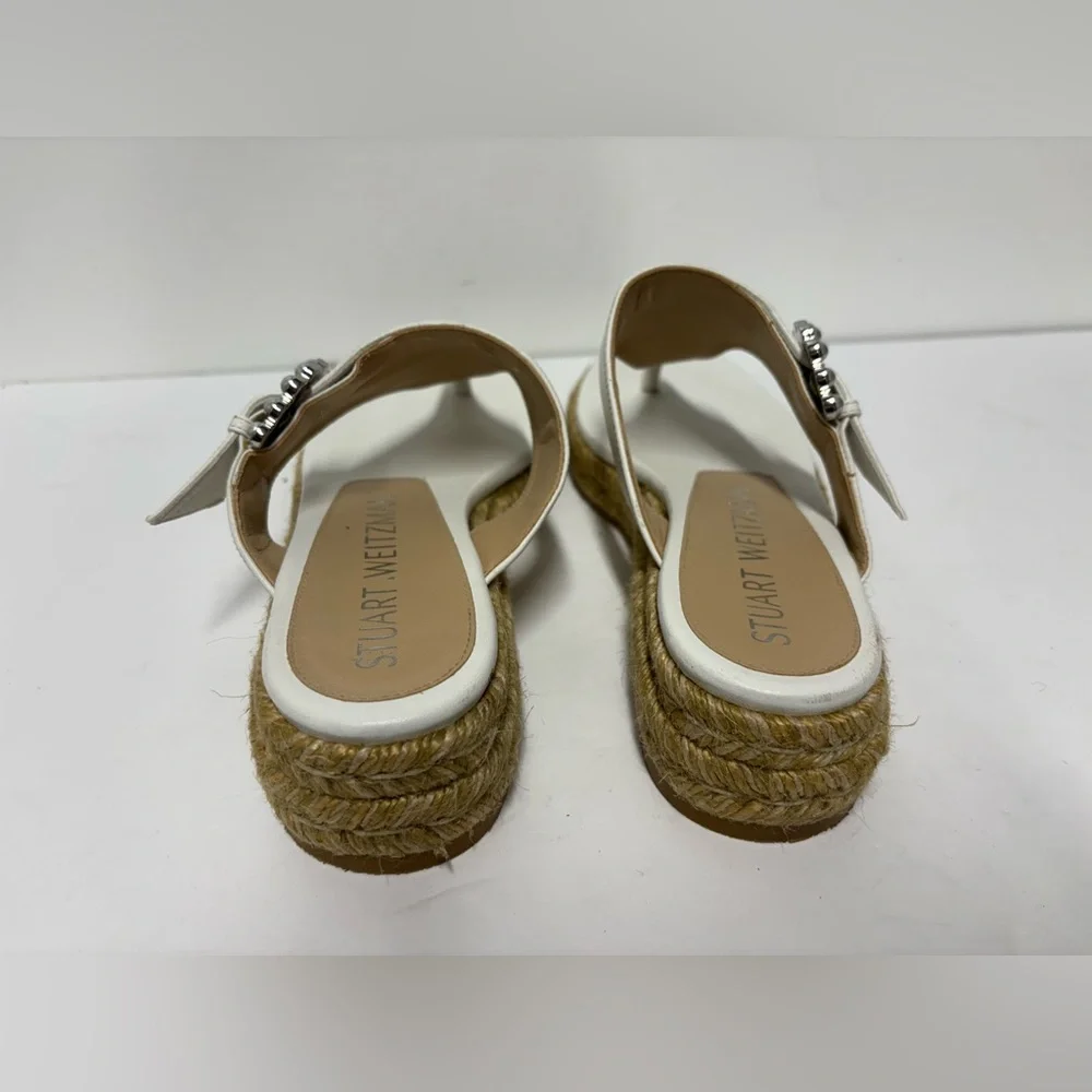 STUART WEITZMAN Pearl Buckle Thong Tan Espadrille Sandals Women’s Size 6 1/2
